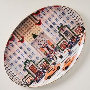 NWT ANTHROPOLOGIE Holiday In The City Stoneware Platter New York 2025